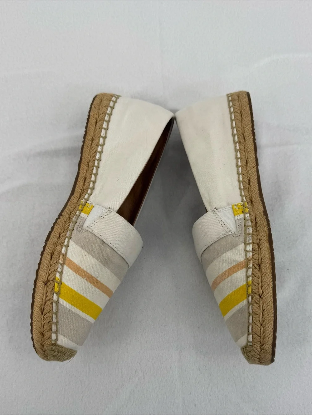 UGG Women’s Espadrille Slip-Ons in Cream with Yellow and Tan Stripes Size 7.5